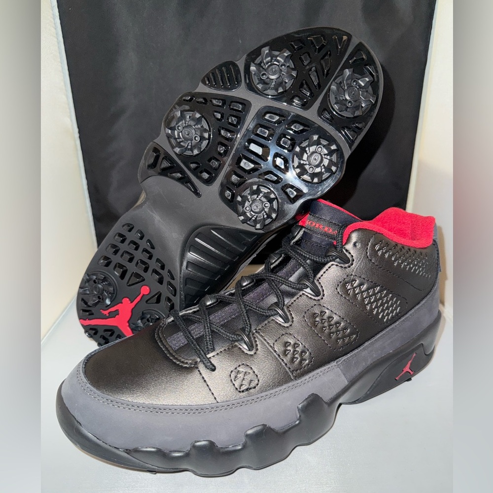 Nike Air Jordan 9 Low G Golf Charcoal Black True Red FJ5934-002 Men's Sizes